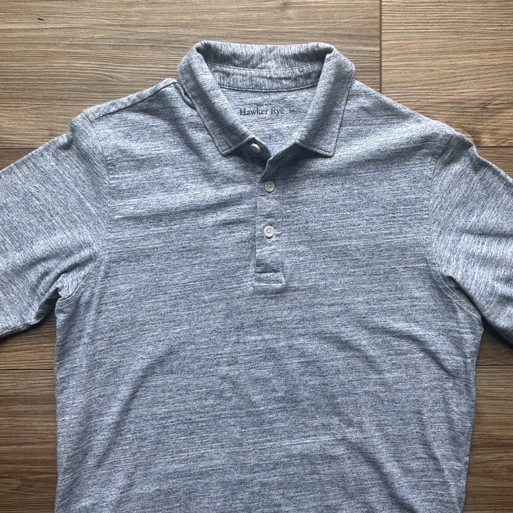 Hawker Rye | Slim Fit Polo Shirt in Blue Heather (Small) - Picture 5 of 9